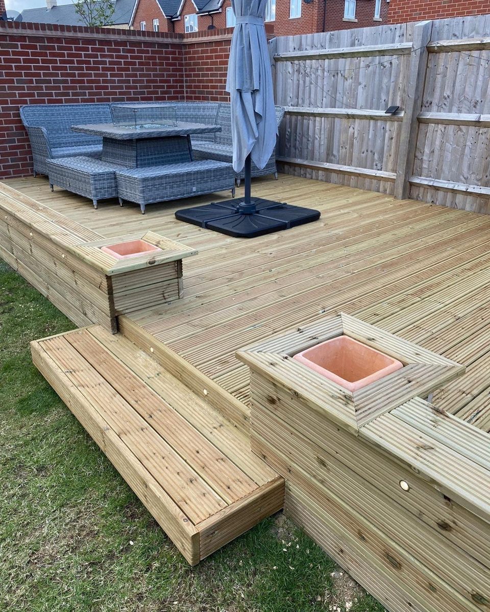 Raised timber decking