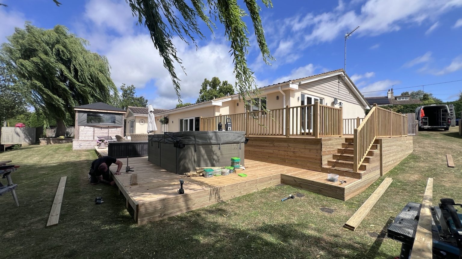 Large raised timber decking project